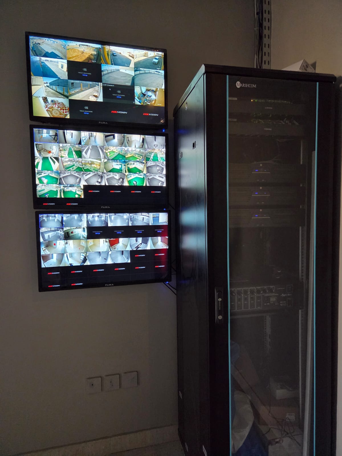 CCTV control room with Marshcom server rack